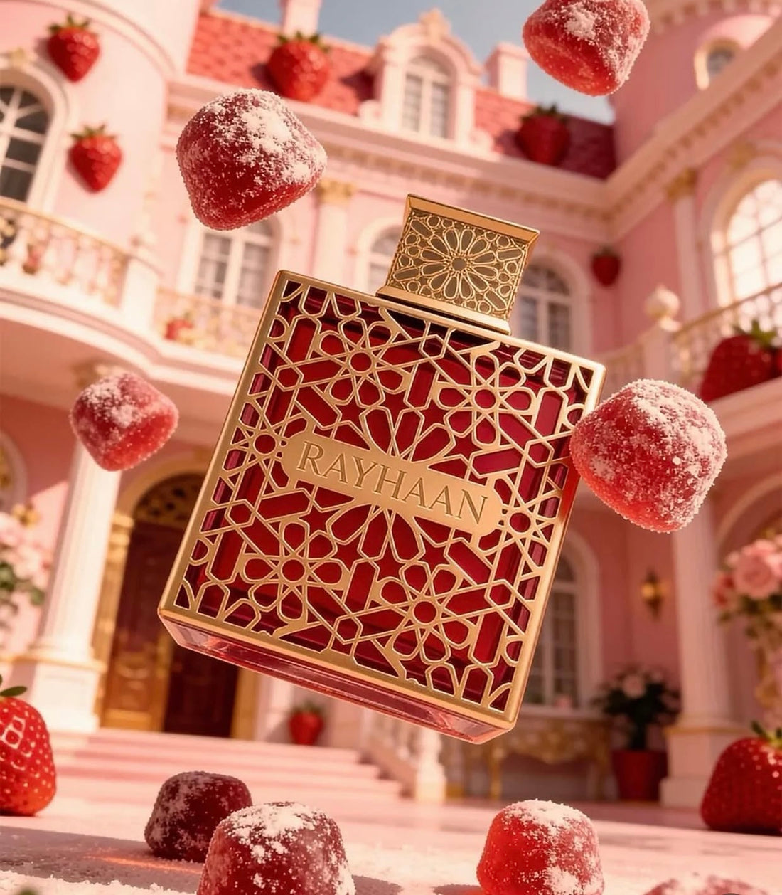 Rayhaan Kiss Eau de Parfum mujer - frasco rosa dorado geométrico - Buymoree España